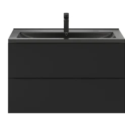 Meuble Buanderie|Meuble De Salle De Bains Faible Profondeur|GoodHome Meuble sous vasque suspendu noir mat l.100 x H.60 x P.45 cm, Imandra