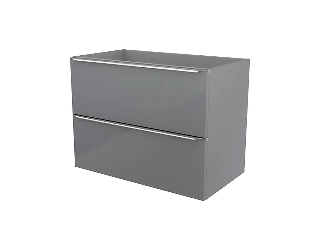 Meuble Buanderie|Meuble Sous-Vasque|GoodHome Meuble sous vasque suspendu gris brillant l.80 x H.60 x P.45 cm, Imandra