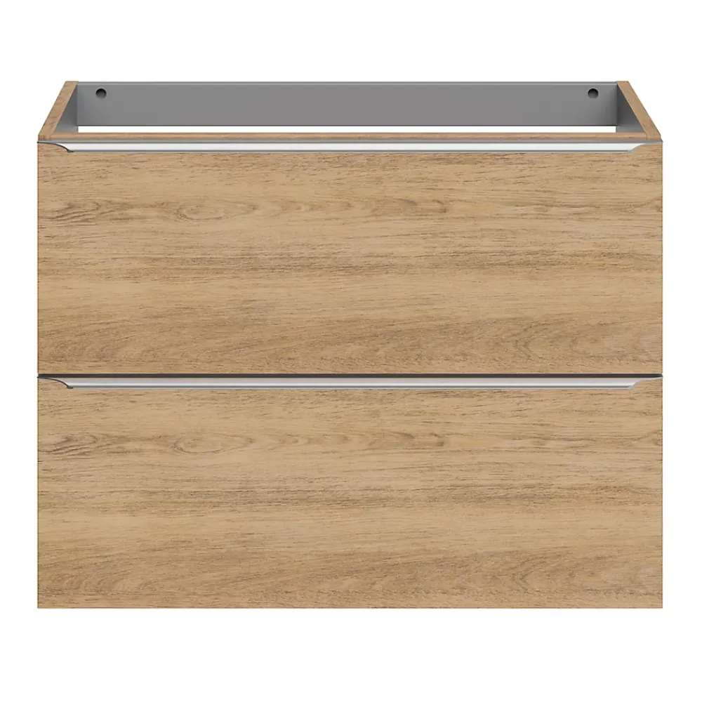 GoodHome Meuble sous vasque suspendu faible profondeur effet chêne l.80 x H.60 x P.36 cm, Imandra