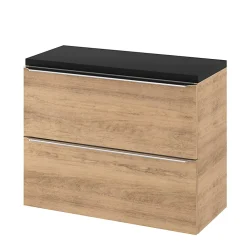GoodHome Meuble sous vasque suspendu faible profondeur effet chêne l.80 x H.60 x P.36 cm, Imandra