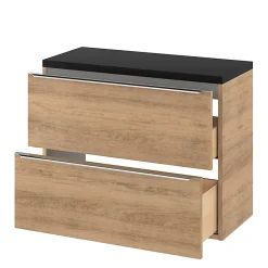 GoodHome Meuble sous vasque suspendu faible profondeur effet chêne l.80 x H.60 x P.36 cm, Imandra