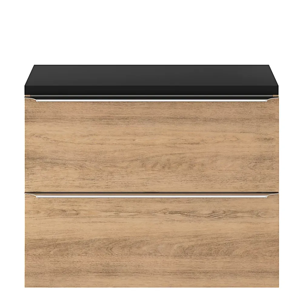 GoodHome Meuble sous vasque suspendu faible profondeur effet chêne l.80 x H.60 x P.36 cm, Imandra
