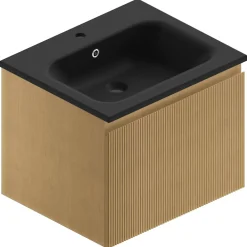 Ipiemme SRL Meuble sous vasque suspendu placage chêne miel strié l.60 cm, Pura