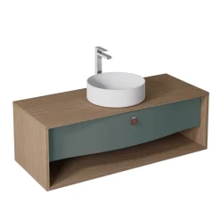 Decotec Meuble sous vasque suspendu vert toundra mat 1 tiroir l.120 x H.40 x P.50 cm, Havana