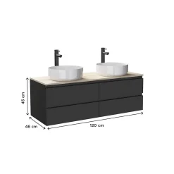 Meuble Vasque|Mob-In Meuble sous vasque suspendu avec plan de toilette décor chêne 120 cm