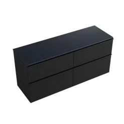 Bernstein Meuble sous vasque suspendu MDF Noir mat, plan vasque Bleu nuit mat, poignée Anthracite mat - 140x46x62cm - LAVOA