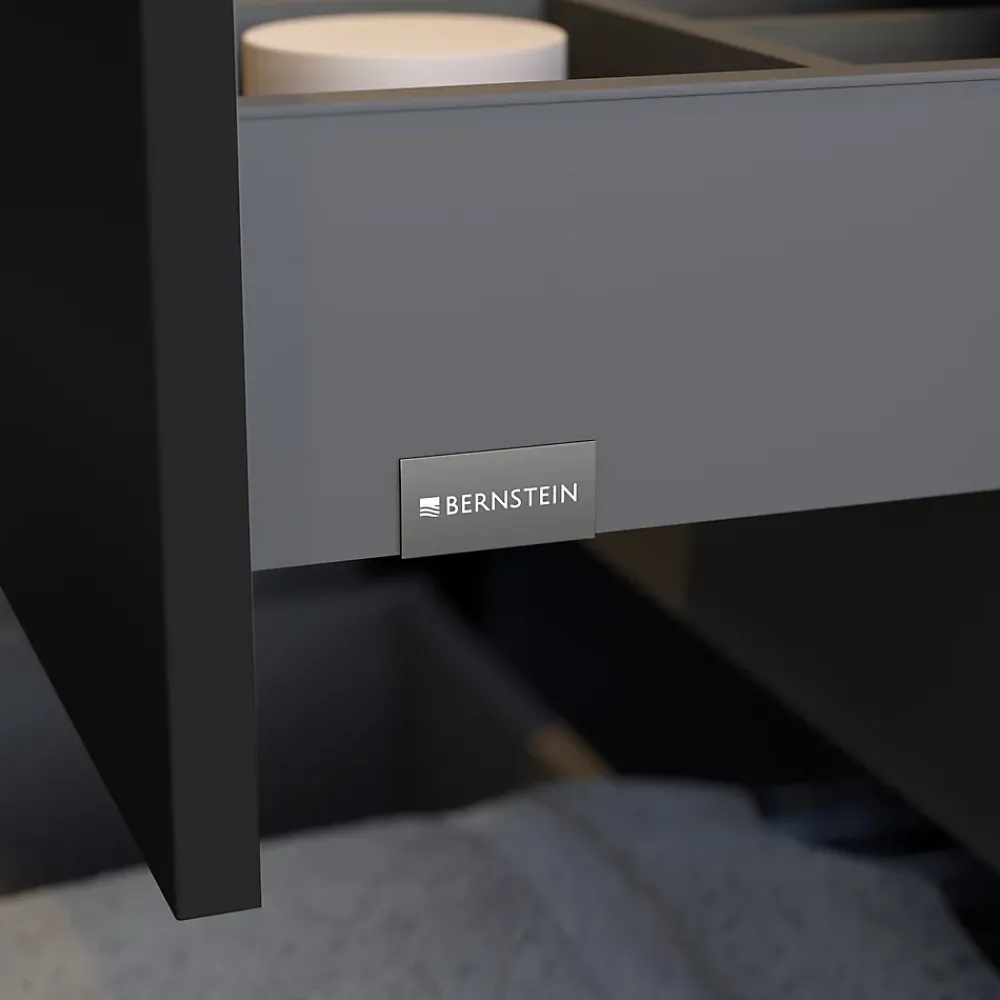 Bernstein Meuble sous vasque suspendu MDF Noir mat, plan vasque Bleu nuit mat, poignée Anthracite mat - 140x46x62cm - LAVOA