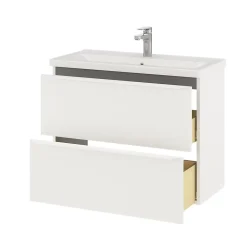 Meuble Buanderie|Meuble Sous-Vasque|GoodHome Meuble sous vasque suspendu faible profondeur blanc mat l.80 x H.60 x P.36 cm, Imandra