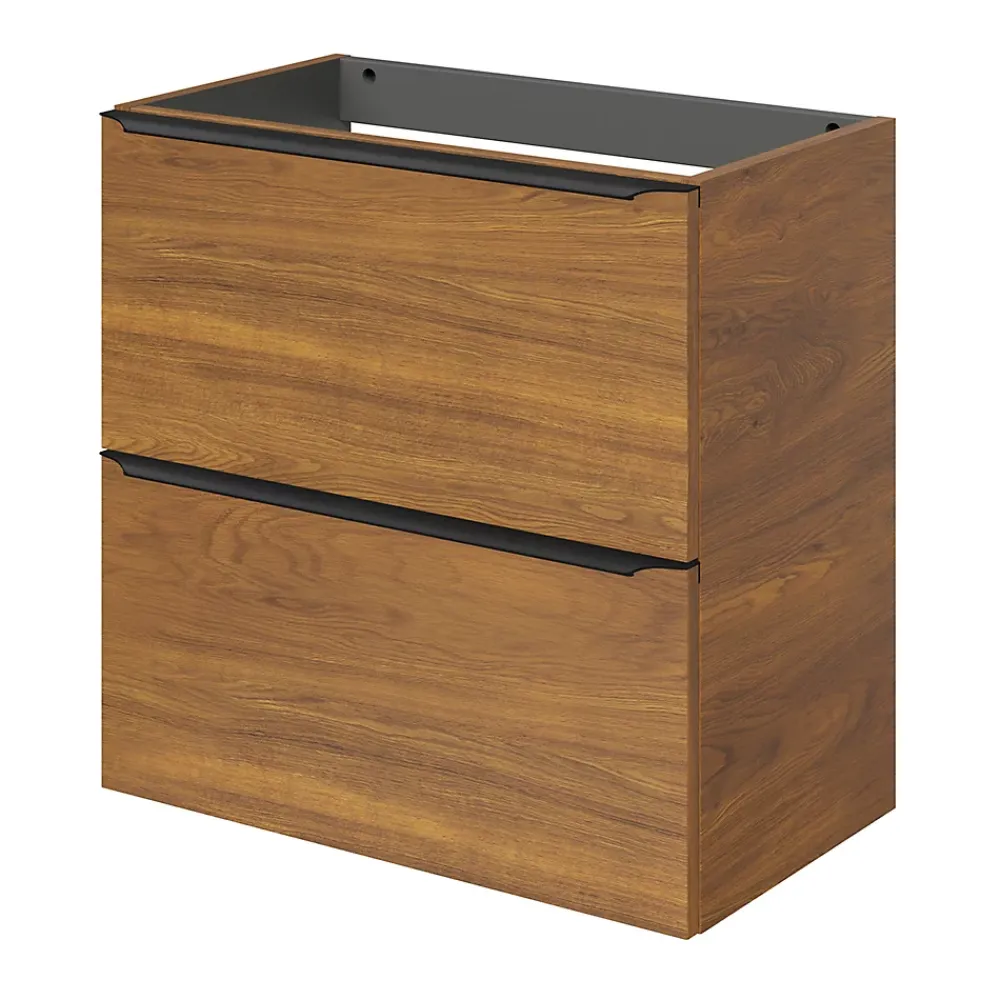 GoodHome Meuble sous vasque suspendu faible profondeur effet noyer l.60 x H.60 x P.36 cm, Imandra