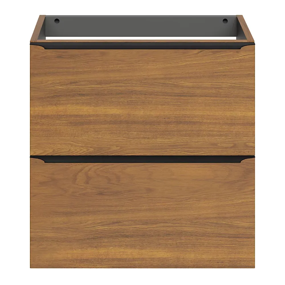 GoodHome Meuble sous vasque suspendu faible profondeur effet noyer l.60 x H.60 x P.36 cm, Imandra