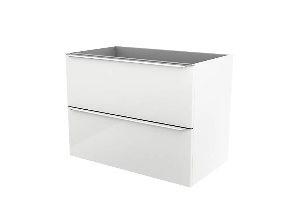 GoodHome Meuble sous vasque suspendu blanc brillant l.80 x H.60 x P.45 cm, Imandra
