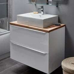 GoodHome Meuble sous vasque suspendu blanc brillant l.80 x H.60 x P.45 cm, Imandra