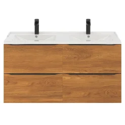Meuble Buanderie|Meuble De Salle De Bains Faible Profondeur|GoodHome Meuble sous vasque suspendu effet noyer l.120 x H.60 x P.45 cm, Imandra