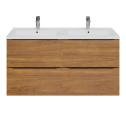 Meuble Buanderie|Meuble De Salle De Bains Faible Profondeur|GoodHome Meuble sous vasque suspendu effet noyer l.120 x H.60 x P.45 cm, Imandra