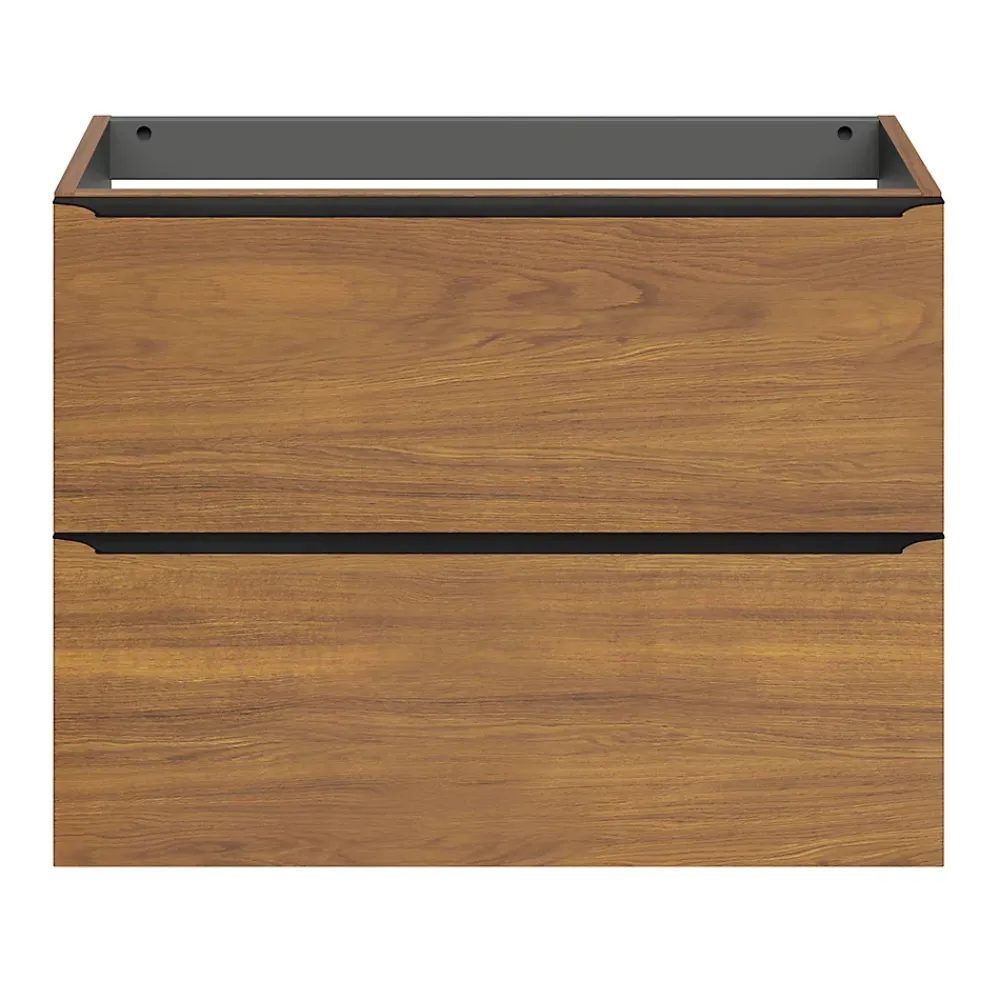GoodHome Meuble sous vasque suspendu faible profondeur effet noyer l.80 x H.60 x P.36 cm, Imandra