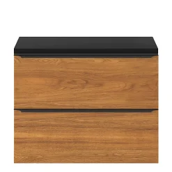 GoodHome Meuble sous vasque suspendu faible profondeur effet noyer l.80 x H.60 x P.36 cm, Imandra