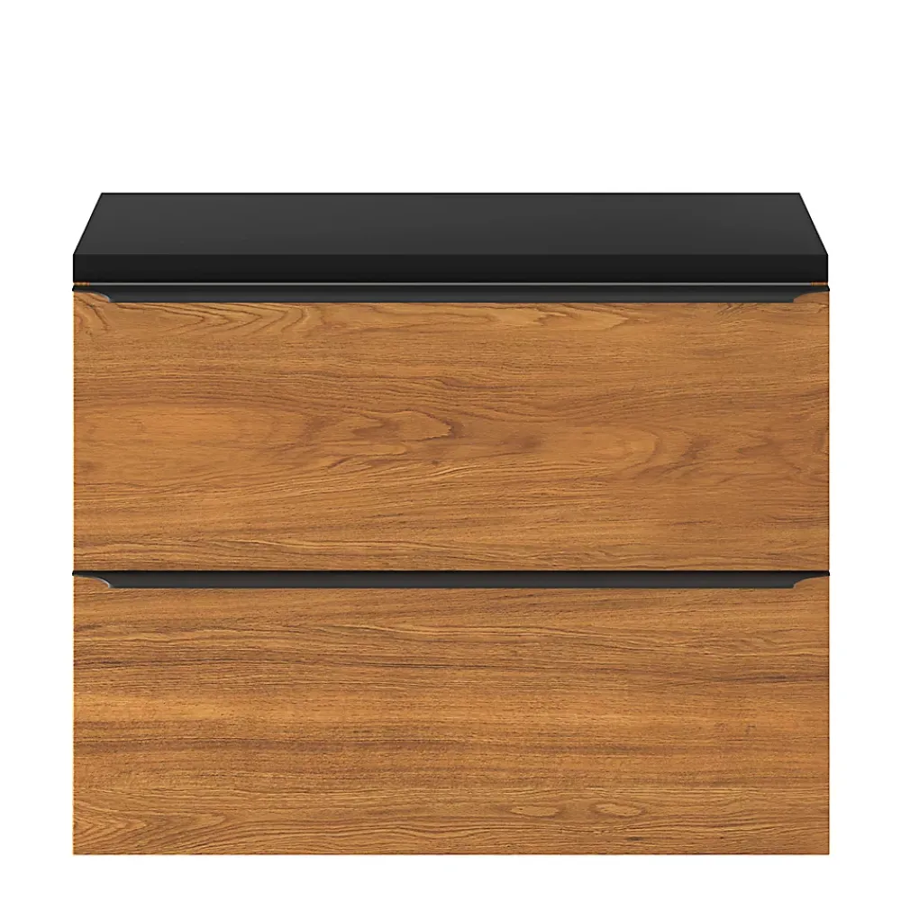GoodHome Meuble sous vasque suspendu faible profondeur effet noyer l.80 x H.60 x P.36 cm, Imandra
