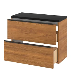 GoodHome Meuble sous vasque suspendu faible profondeur effet noyer l.80 x H.60 x P.36 cm, Imandra