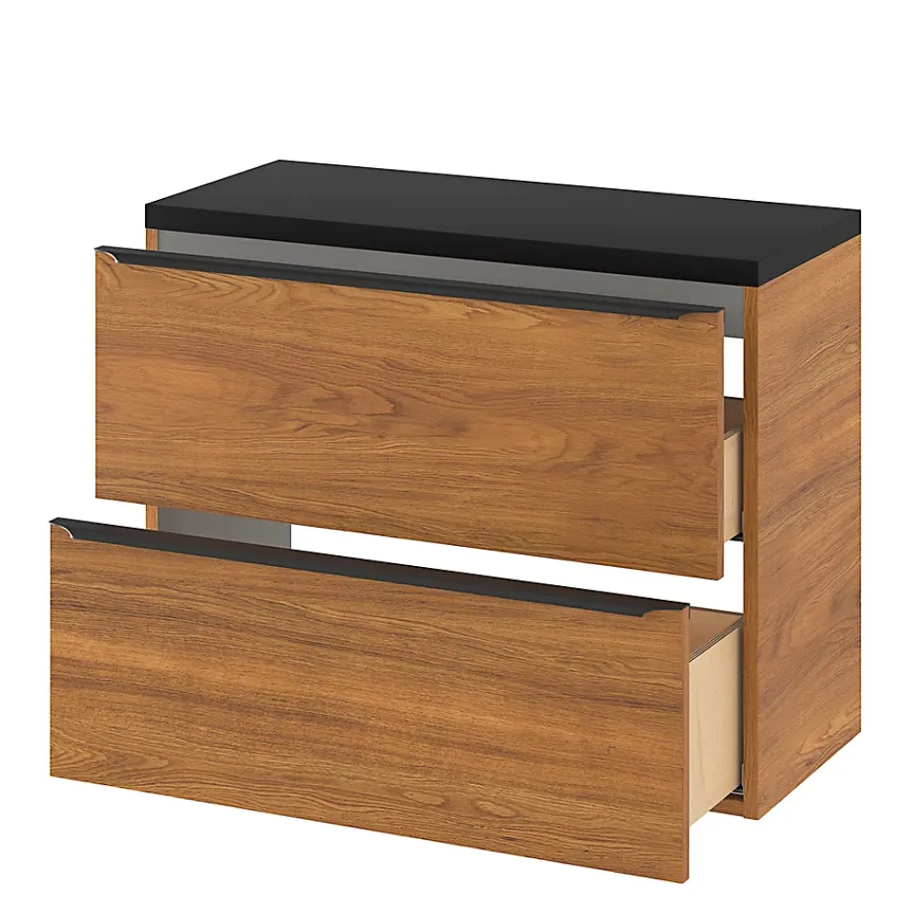 GoodHome Meuble sous vasque suspendu faible profondeur effet noyer l.80 x H.60 x P.36 cm, Imandra