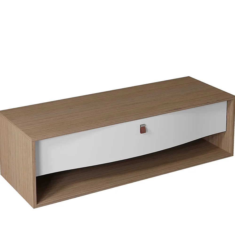 Meuble Buanderie|Decotec Meuble sous vasque suspendu blanc mat 1 tiroir l.140 x H.40 x P.50 cm, Havana
