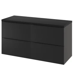GoodHome Meuble sous vasque suspendu noir mat l.120 x H.60 x P.45 cm, Imandra