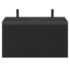 GoodHome Meuble sous vasque suspendu noir mat l.120 x H.60 x P.45 cm, Imandra