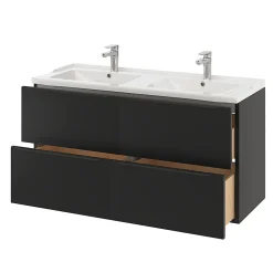 GoodHome Meuble sous vasque suspendu noir mat l.120 x H.60 x P.45 cm, Imandra
