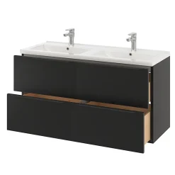 GoodHome Meuble sous vasque suspendu noir mat l.120 x H.60 x P.45 cm, Imandra