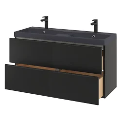 GoodHome Meuble sous vasque suspendu noir mat l.120 x H.60 x P.45 cm, Imandra