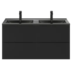 GoodHome Meuble sous vasque suspendu noir mat l.120 x H.60 x P.45 cm, Imandra
