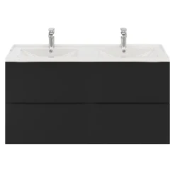 GoodHome Meuble sous vasque suspendu noir mat l.120 x H.60 x P.45 cm, Imandra