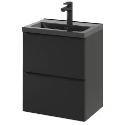 Meuble Buanderie|Meuble De Salle De Bains Faible Profondeur|GoodHome Meuble sous vasque suspendu faible profondeur noir mat l.50 x H.60 x P.36 cm, Imandra