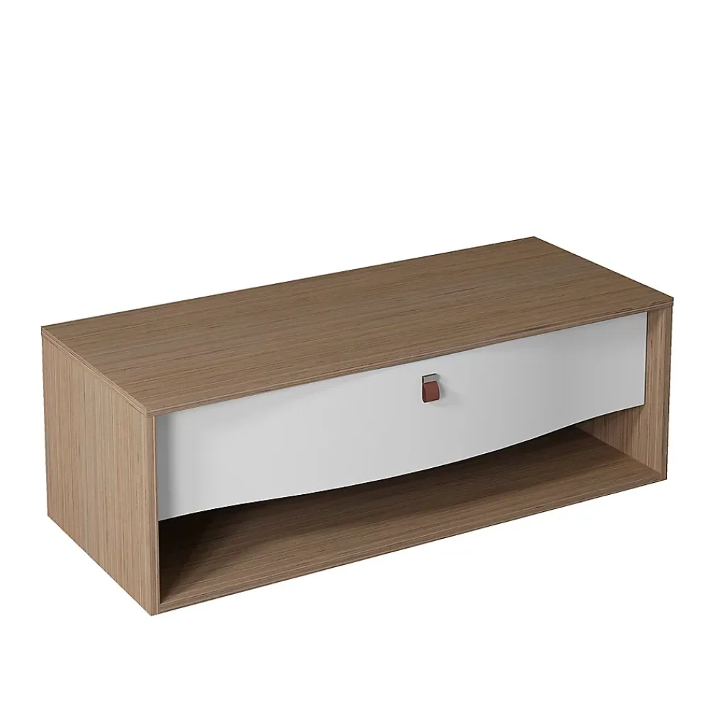 Decotec Meuble sous vasque suspendu blanc mat 1 tiroir l.120 x H.40 x P.50 cm, Havana
