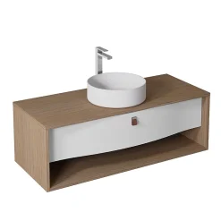 Decotec Meuble sous vasque suspendu blanc mat 1 tiroir l.120 x H.40 x P.50 cm, Havana