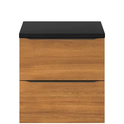 GoodHome Meuble sous vasque suspendu effet noyer l.60 x H.60 x P.45 cm, Imandra