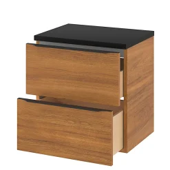 GoodHome Meuble sous vasque suspendu effet noyer l.60 x H.60 x P.45 cm, Imandra