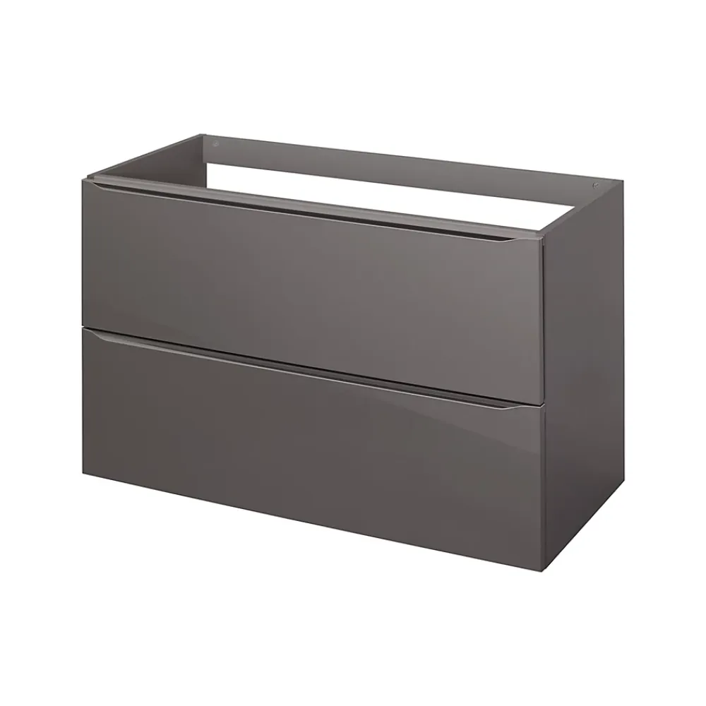 GoodHome Meuble sous vasque suspendu gris taupe brillant l.100 x H.60 x P.45 cm, Imandra