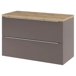 GoodHome Meuble sous vasque suspendu gris taupe brillant l.100 x H.60 x P.45 cm, Imandra