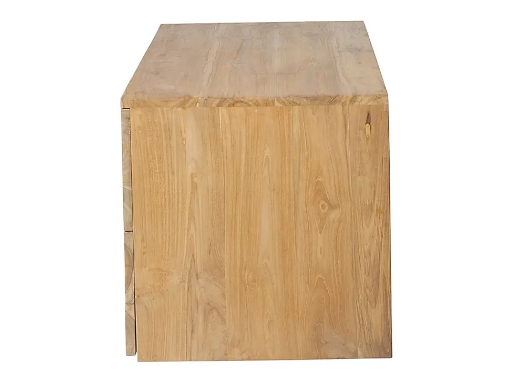 Vente-unique Meuble sous vasque suspendu en teck clair - 2 tiroirs - 115 cm - BIMBING