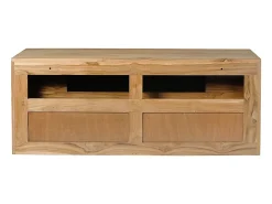 Vente-unique Meuble sous vasque suspendu en teck clair - 2 tiroirs - 115 cm - BIMBING