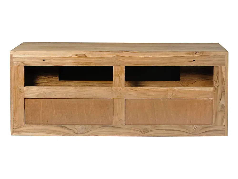 Vente-unique Meuble sous vasque suspendu en teck clair - 2 tiroirs - 115 cm - BIMBING