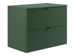 Vente-unique Meuble sous vasque suspendu strié avec planche - Vert mat - 80 cm - ZEVINI