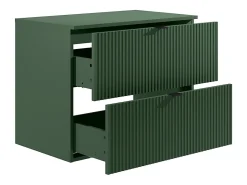 Vente-unique Meuble sous vasque suspendu strié avec planche - Vert mat - 80 cm - ZEVINI