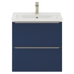 Meuble Buanderie|Meuble De Salle De Bains Faible Profondeur|GoodHome Meuble sous vasque suspendu faible profondeur bleu nuit mat l.60 x H.60 x P.36 cm, Imandra