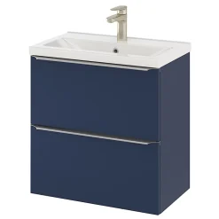 Meuble Buanderie|Meuble De Salle De Bains Faible Profondeur|GoodHome Meuble sous vasque suspendu faible profondeur bleu nuit mat l.60 x H.60 x P.36 cm, Imandra