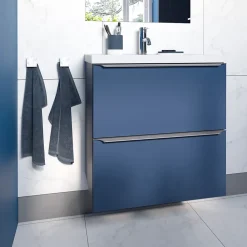 Meuble Buanderie|Meuble De Salle De Bains Faible Profondeur|GoodHome Meuble sous vasque suspendu faible profondeur bleu nuit mat l.60 x H.60 x P.36 cm, Imandra
