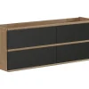Vente-unique Meuble sous vasque suspendu - Coloris naturel clair et noir - 150 cm - SABURI