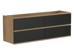 Vente-unique Meuble sous vasque suspendu - Coloris naturel clair et noir - 150 cm - SABURI