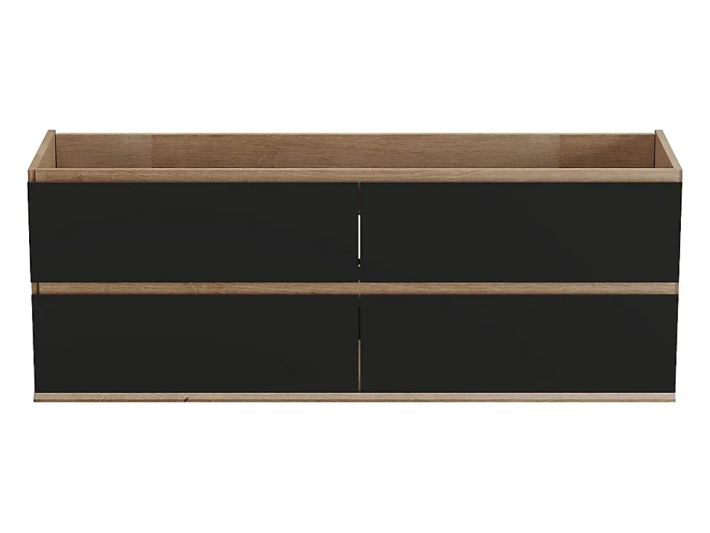 Vente-unique Meuble sous vasque suspendu - Coloris naturel clair et noir - 150 cm - SABURI