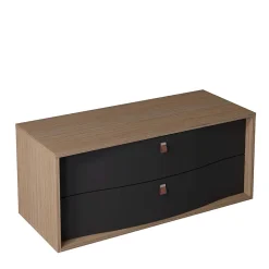 Meuble Buanderie|Decotec Meuble sous vasque suspendu noir mat 2 tiroirs l.120 x H.50 x P.50 cm, Havana
